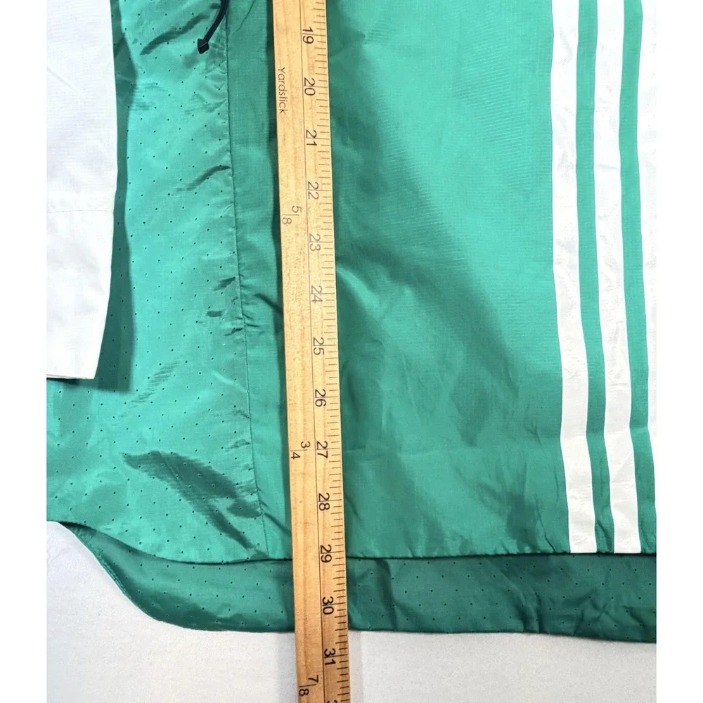 Adidas Jacket Mens Medium Green Blue White Colorblock Hooded 1/2 Zip Windbreaker